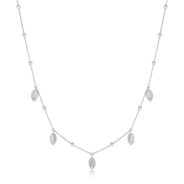 Silver Leaf Station Necklace