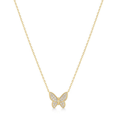 Gold Butterfly Pavé Necklace
