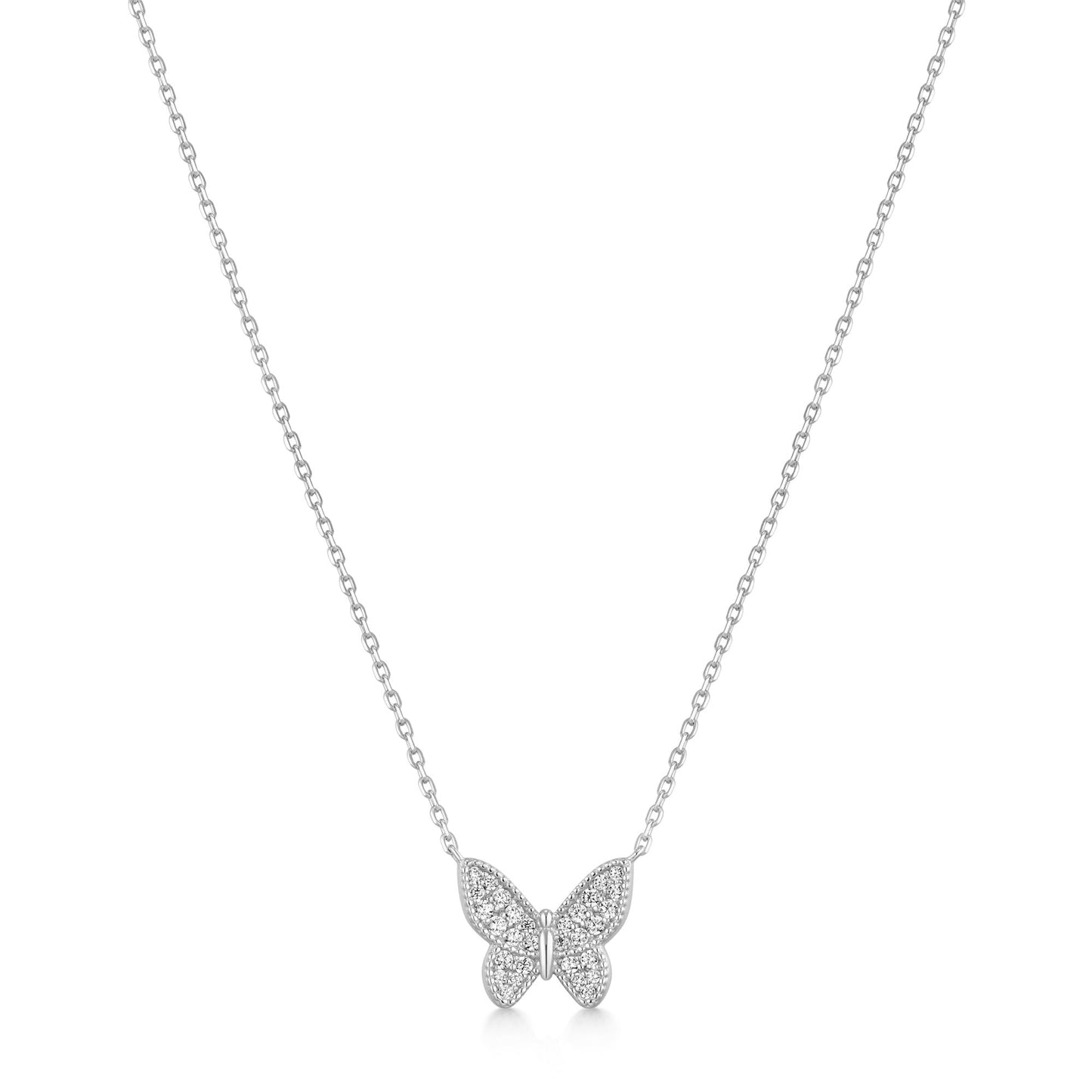 Silver Butterfly Pav¨¦ Necklace
