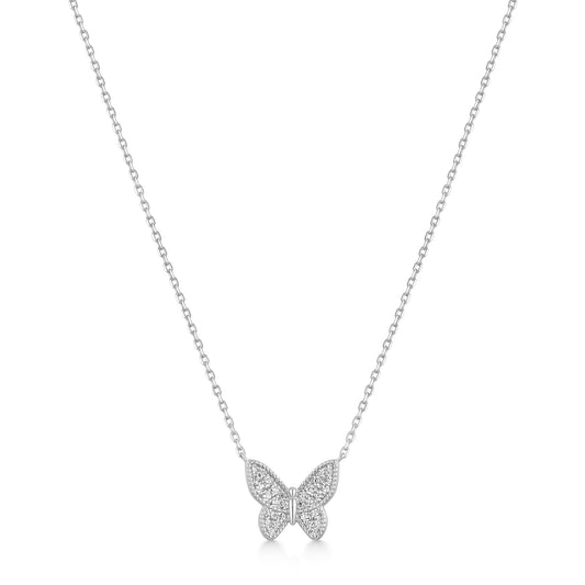 Silver Butterfly Pav¨¦ Necklace