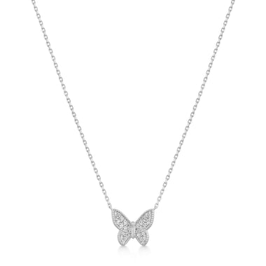 Silver Butterfly Pavé Necklace