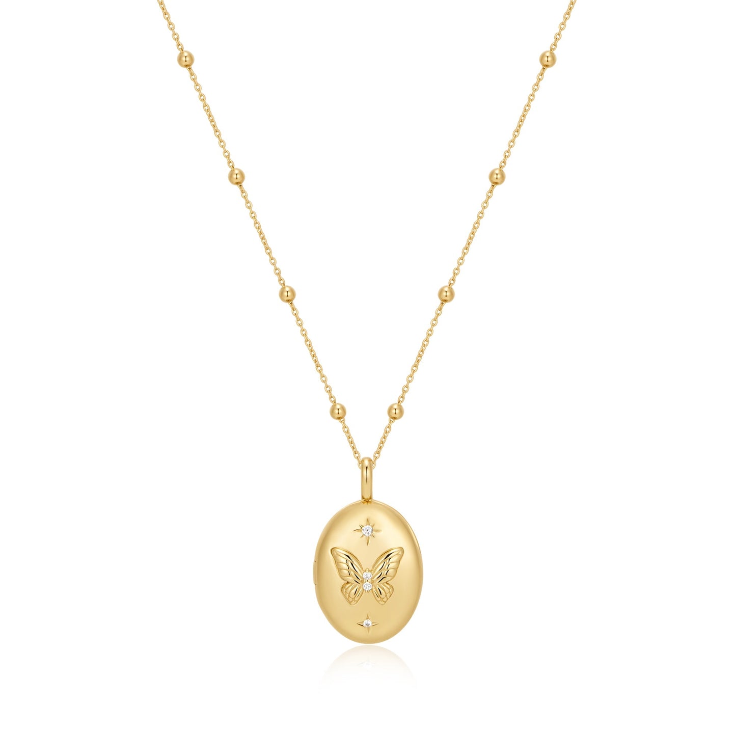 Gold Butterfly Locket Necklace