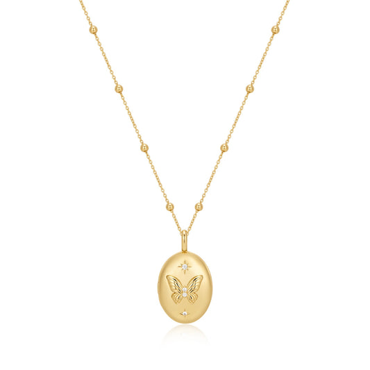 Gold Butterfly Locket Necklace