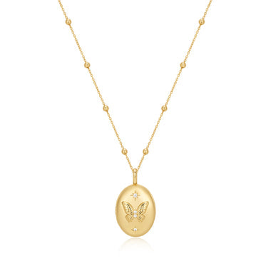 Gold Butterfly Locket Necklace