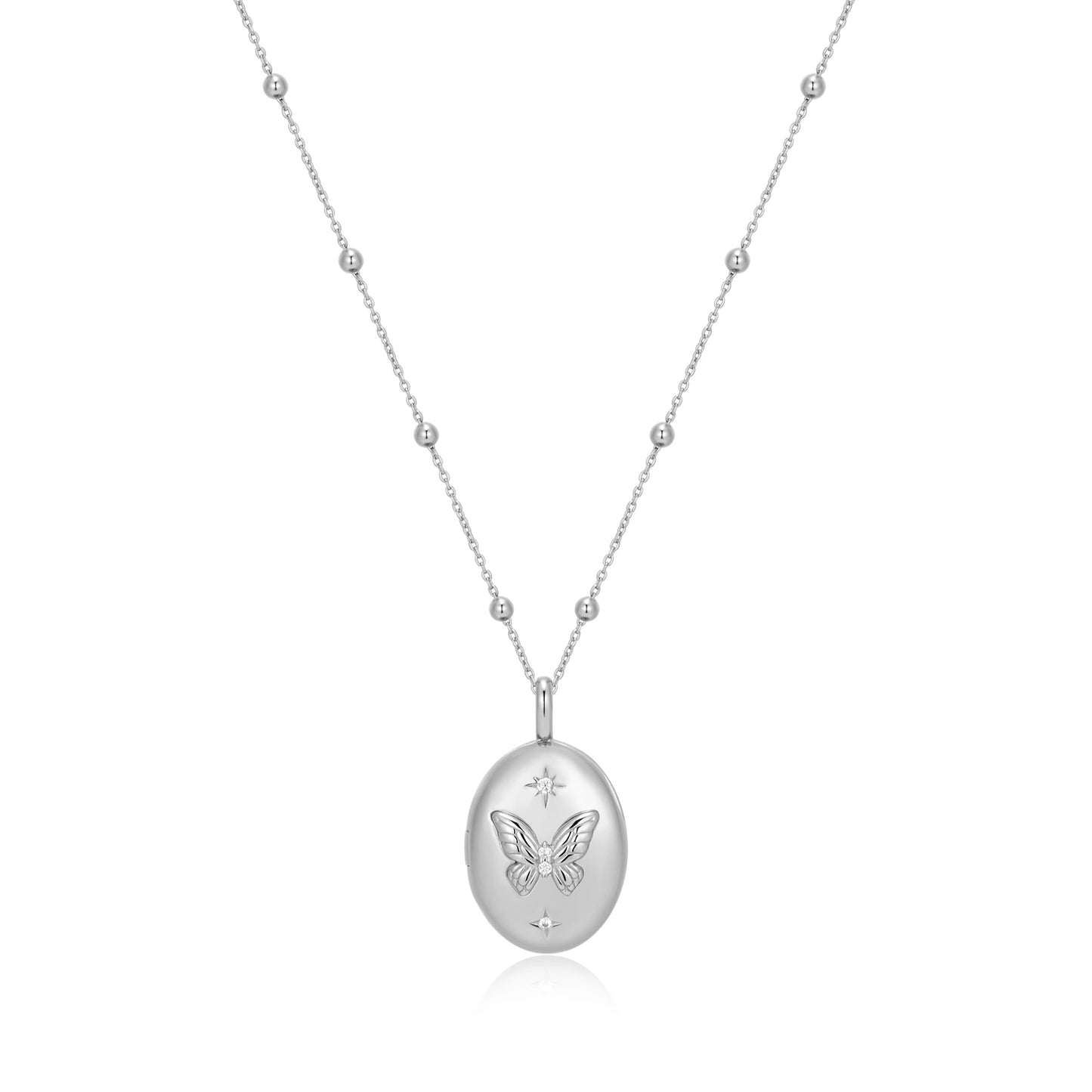Silver Butterfly Locket Necklace