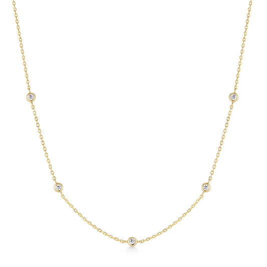 Gold Classic Bezel-Set Station Necklace