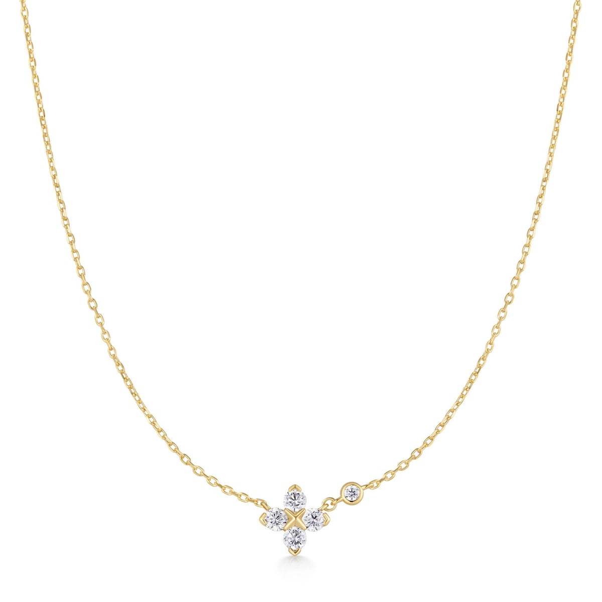 Gold Sparkling Lucky Clover Necklace