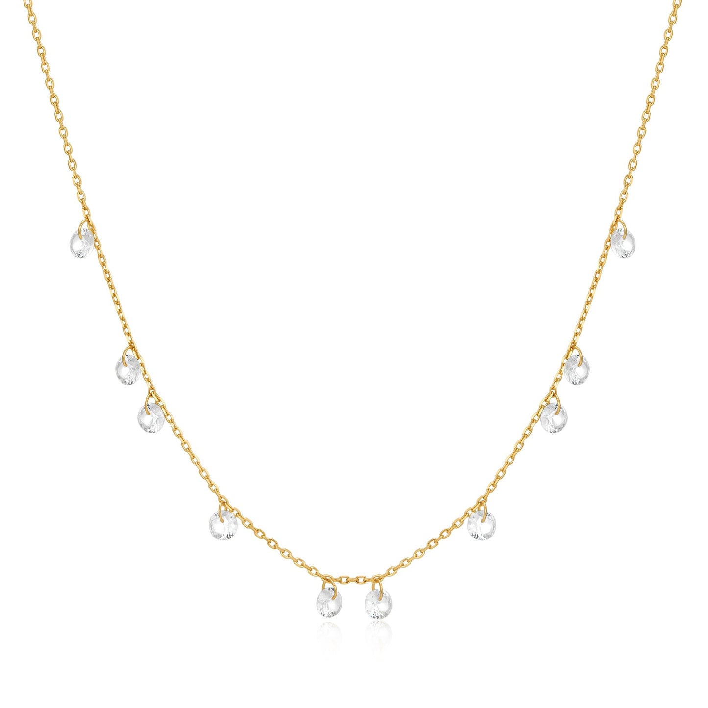 Gold Droplet Station Necklace