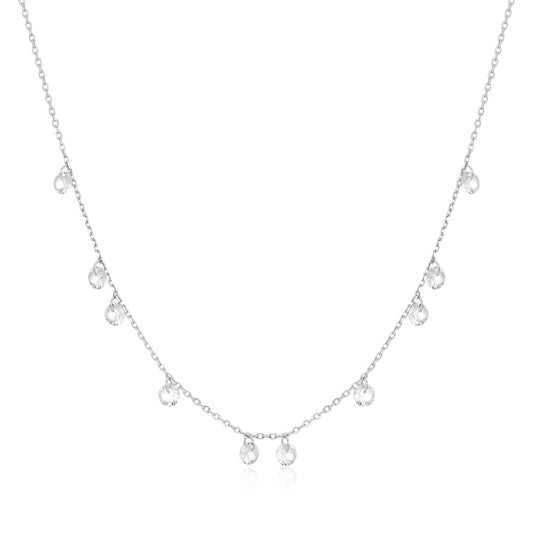 Silver Droplet Station Necklace