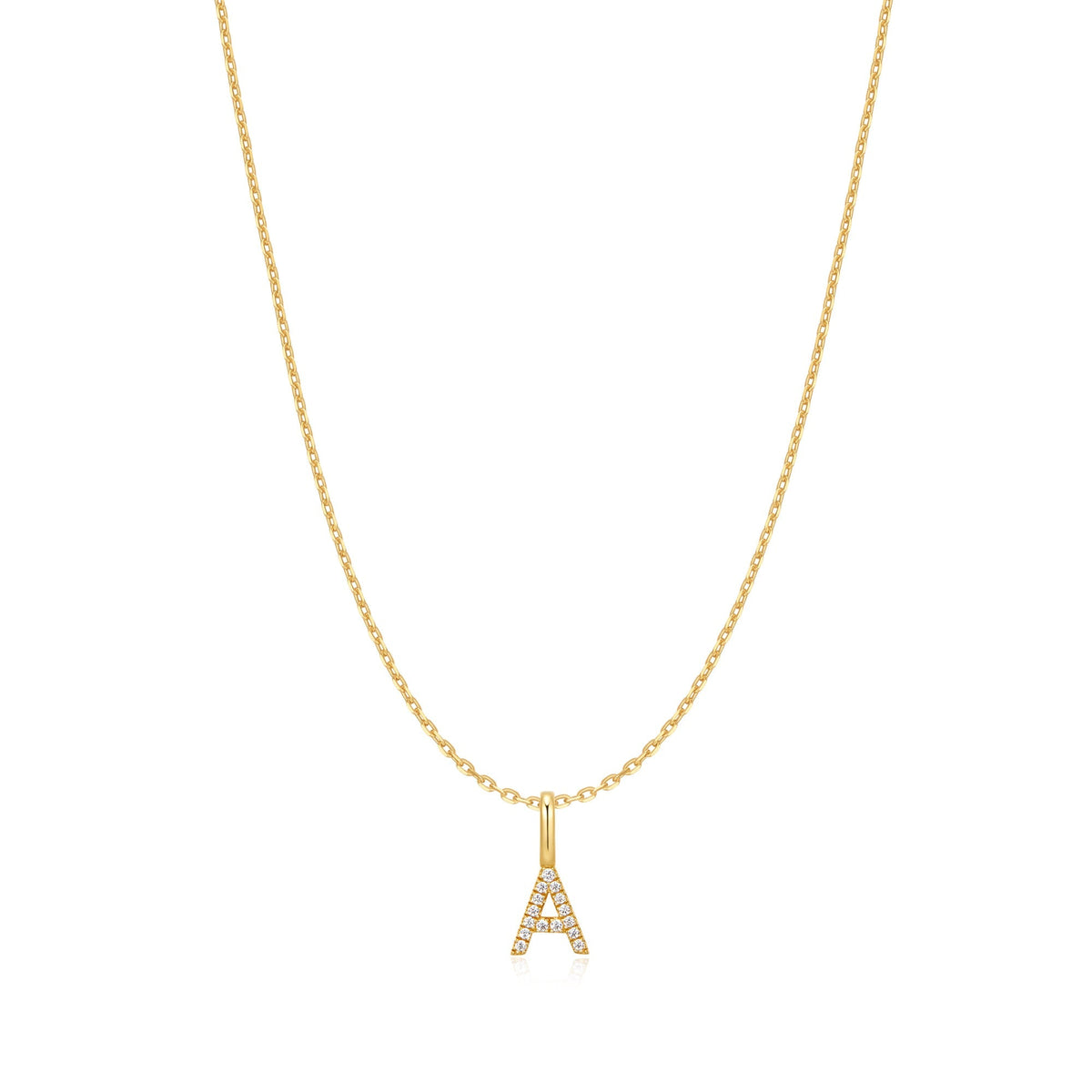 Gold Letter A Initial Necklace