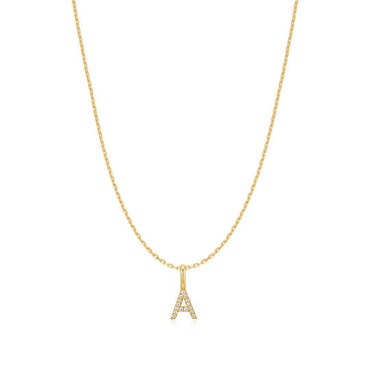 Gold Letter A Initial Necklace