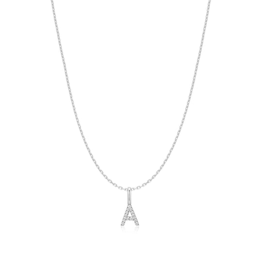 Silver Letter A Initial Necklace