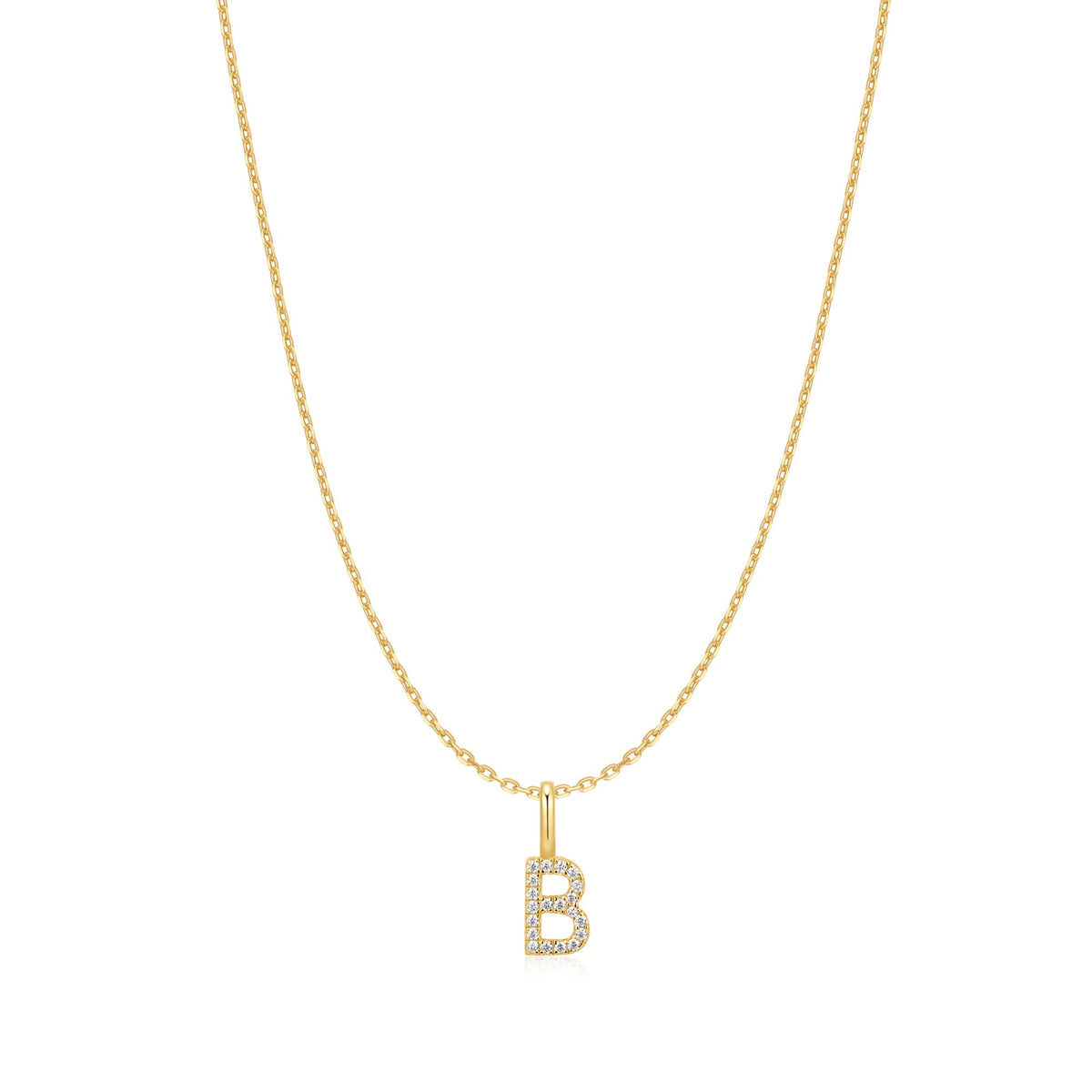 Gold Letter B Initial Necklace