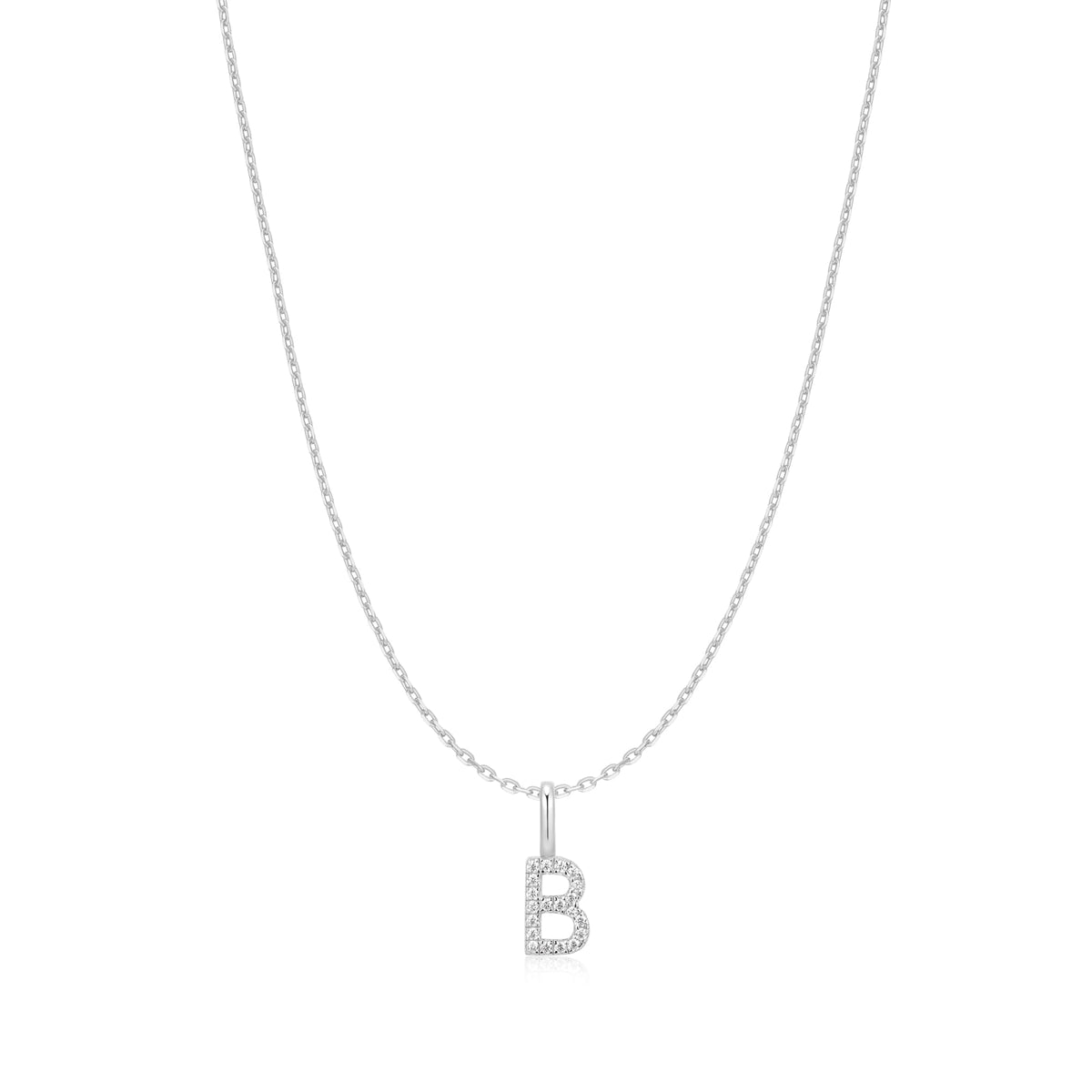 Silver Letter B Initial Necklace