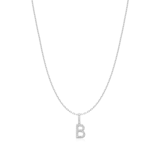 Silver Letter B Initial Necklace