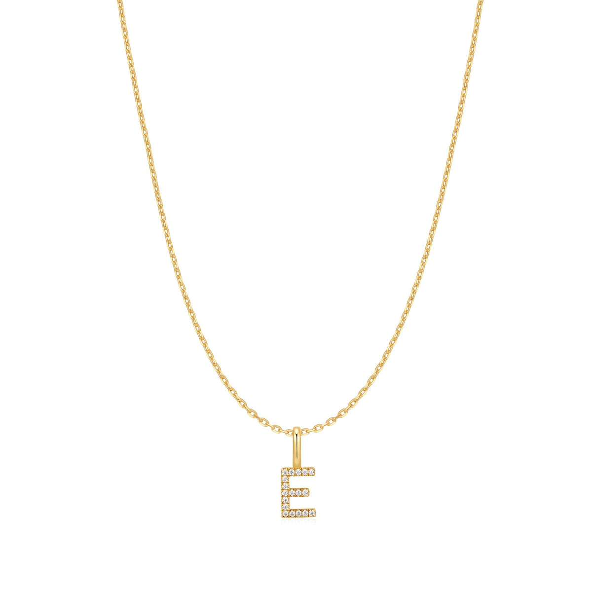 Gold Letter E Initial Necklace