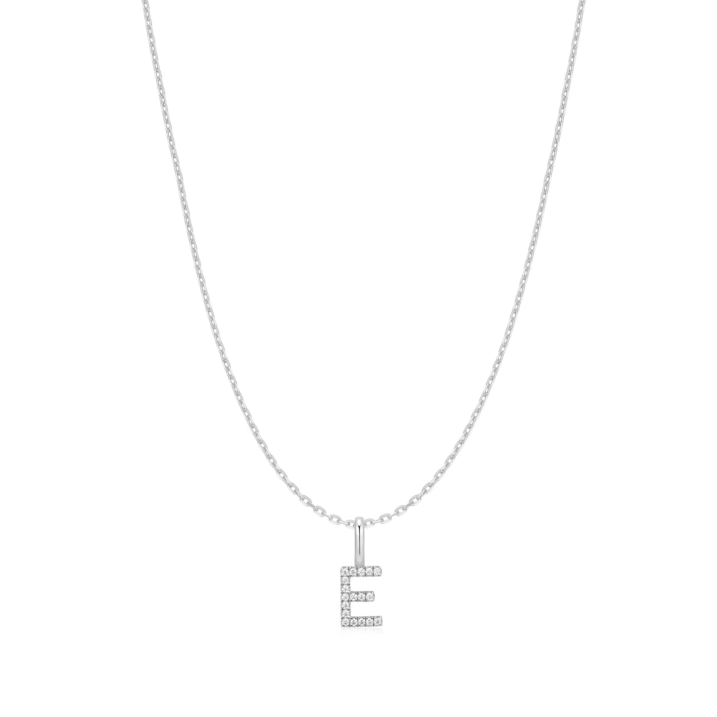 Silver Letter E Initial Necklace