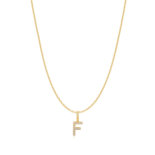 Gold Letter F Initial Necklace