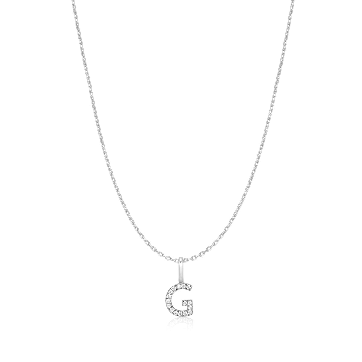 Silver Letter G Initial Necklace