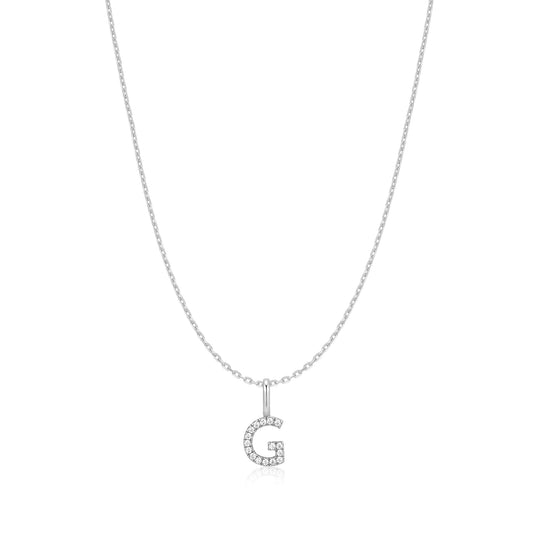 Silver Letter G Initial Necklace