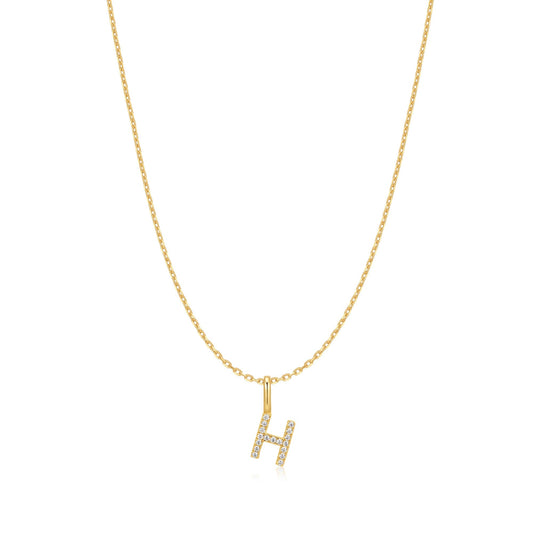 Gold Letter H Initial Necklace