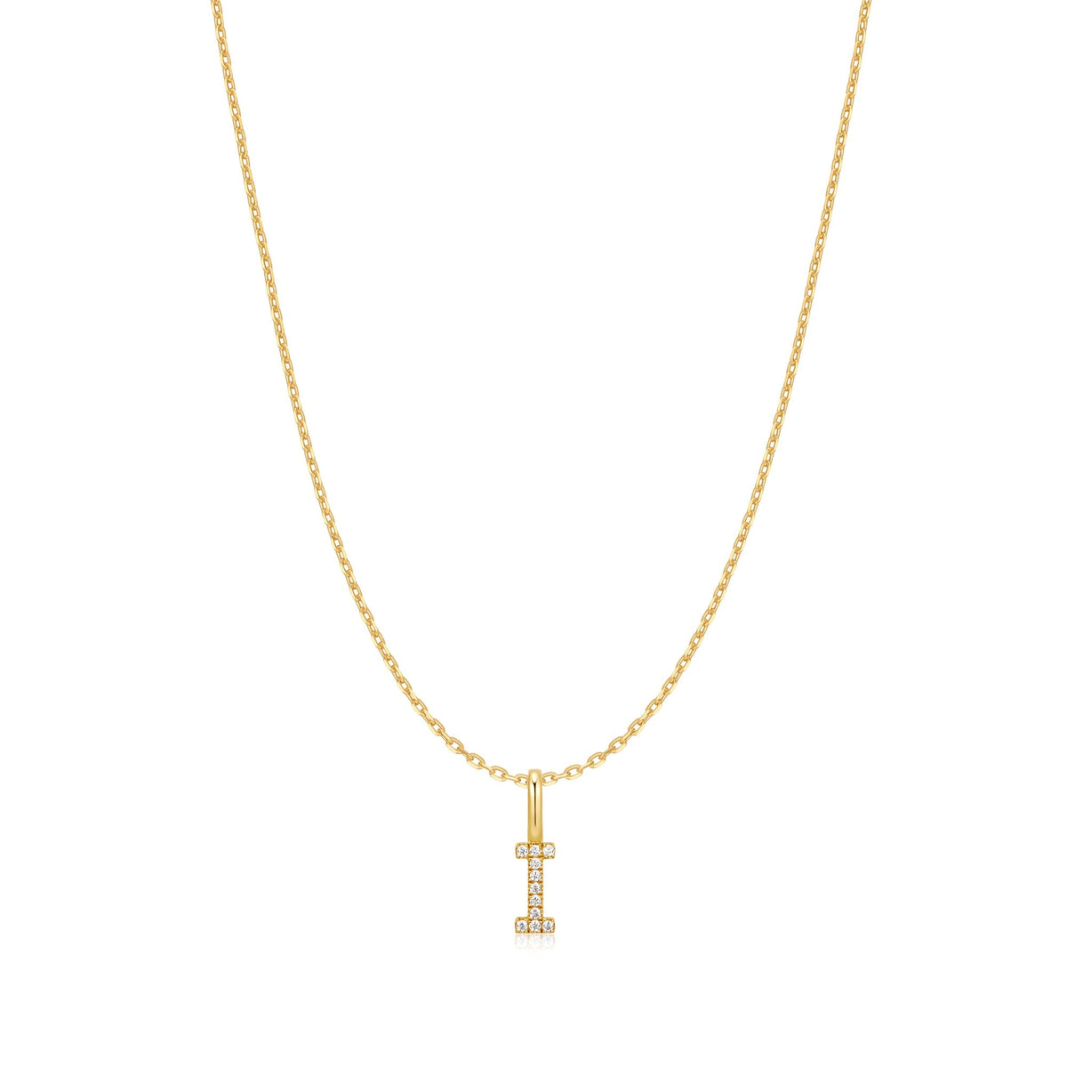 Gold Letter I Initial Necklace