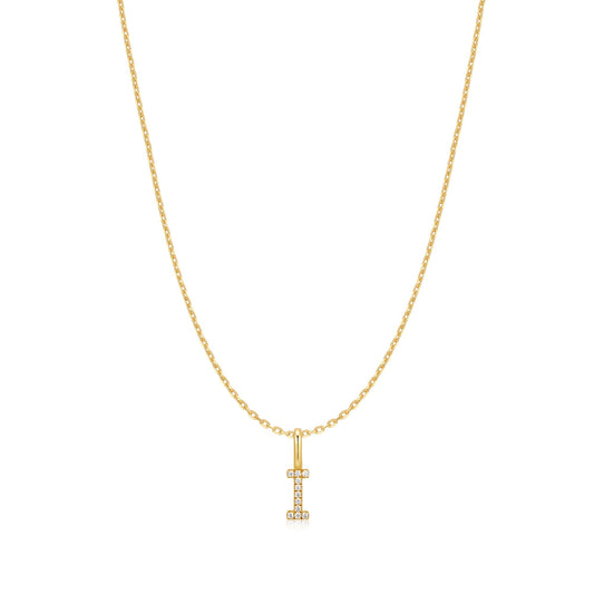 Gold Letter I Initial Necklace