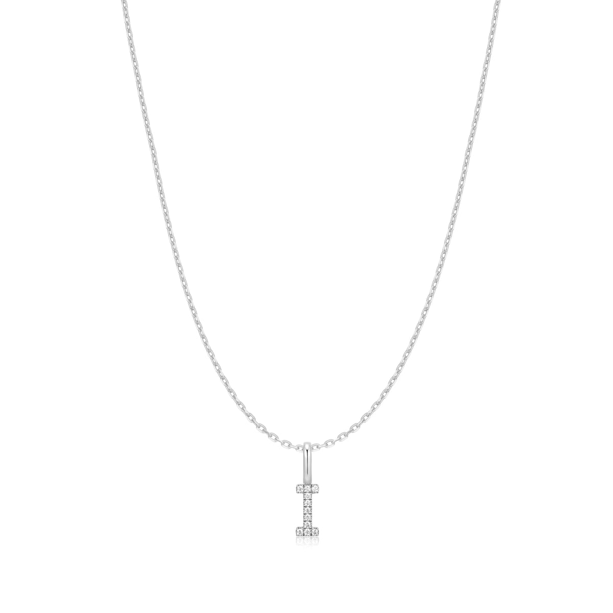 Silver Letter I Initial Necklace