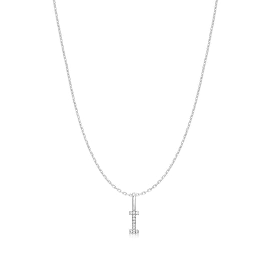 Silver Letter I Initial Necklace