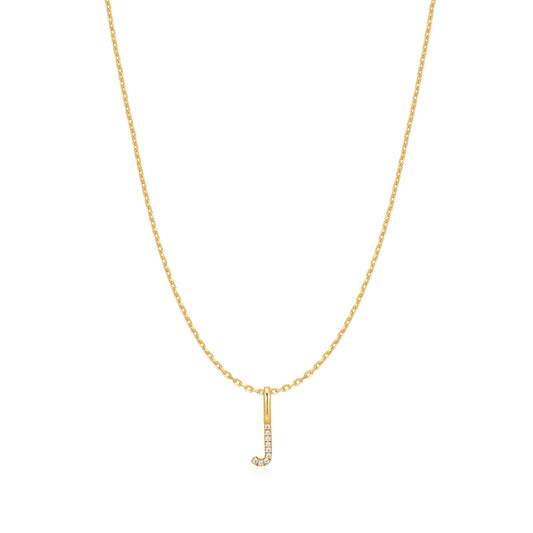 Gold Letter J Initial Necklace