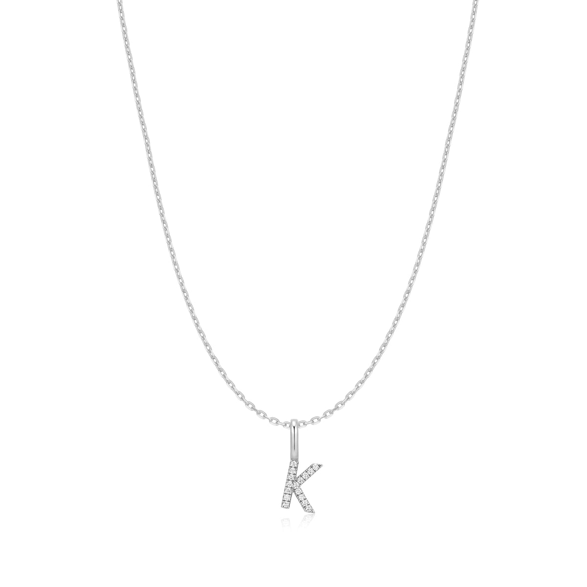Silver Letter K Initial Necklace