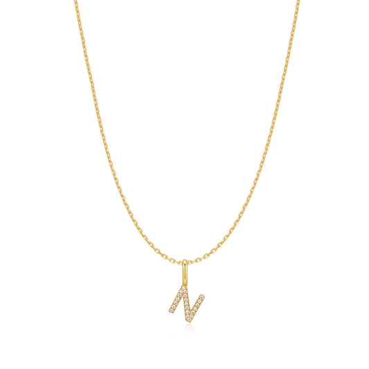 Gold Letter N Initial Necklace