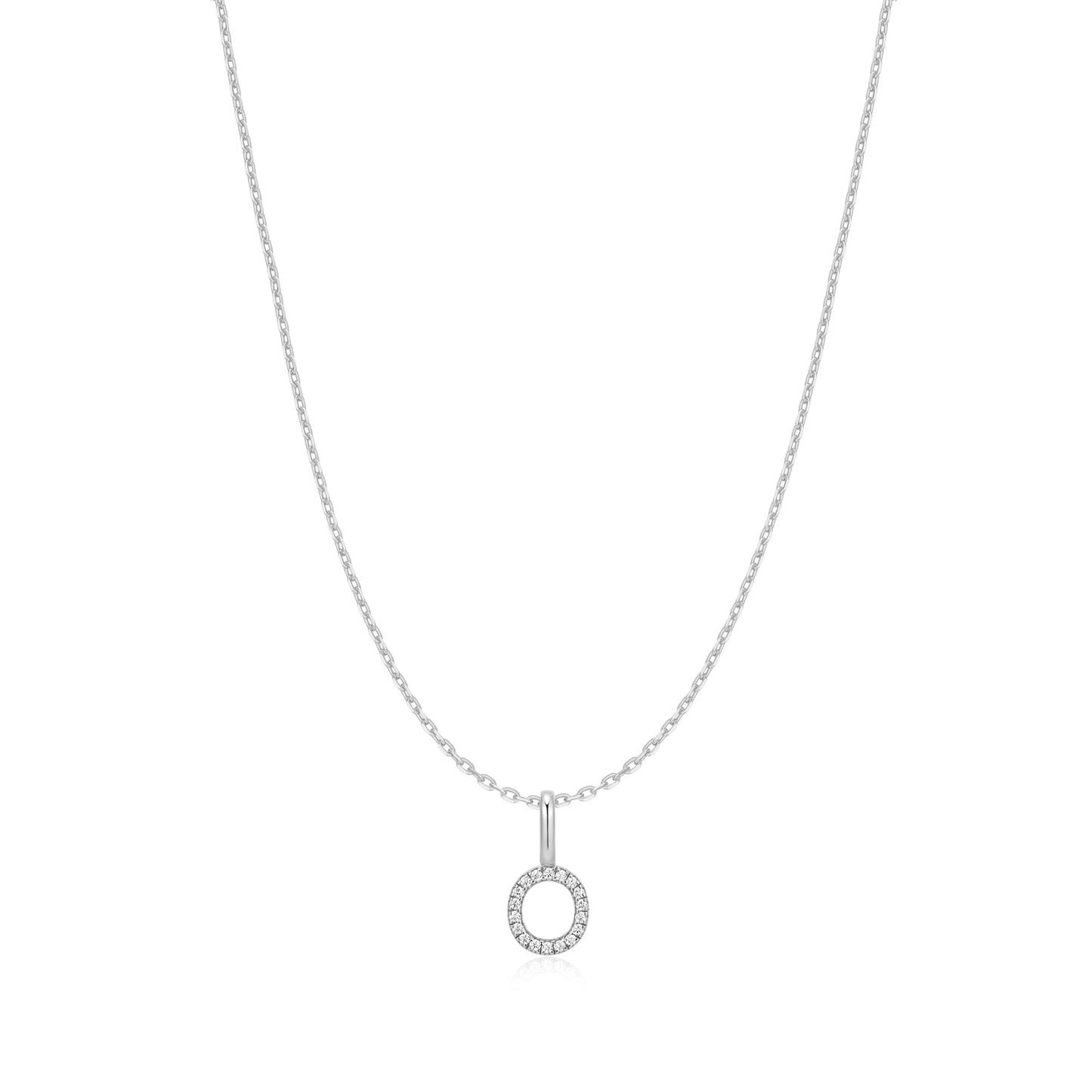Silver Letter O Initial Necklace