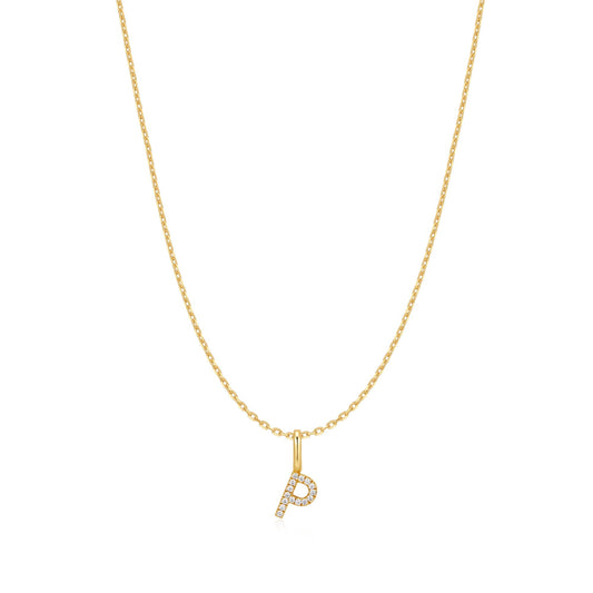 Gold Letter P Initial Necklace