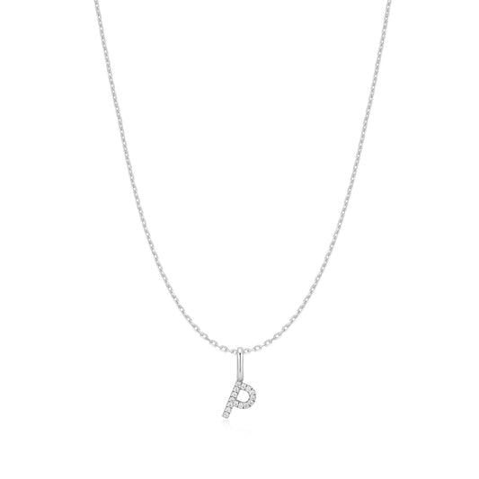 Silver Letter P Initial Necklace