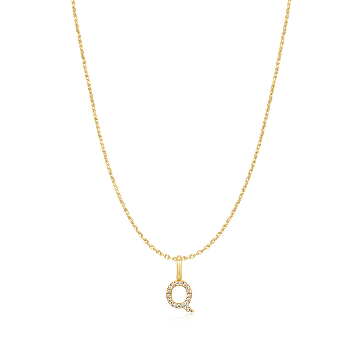 Gold Letter Q Initial Necklace