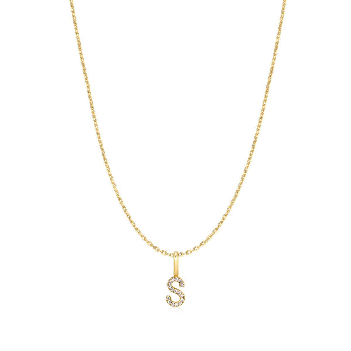 Gold Letter S Initial Necklace
