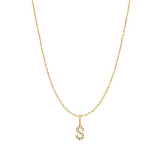 Gold Letter S Initial Necklace