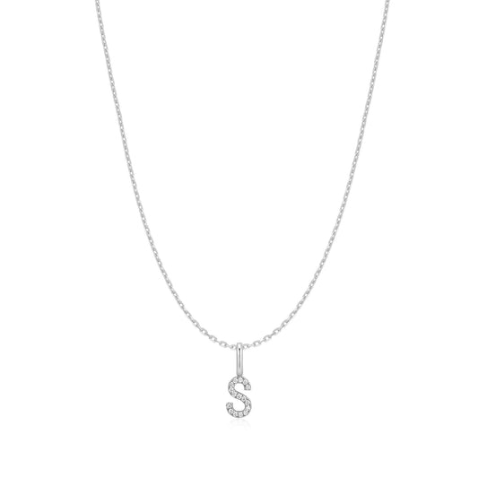 Silver Letter S Initial Necklace