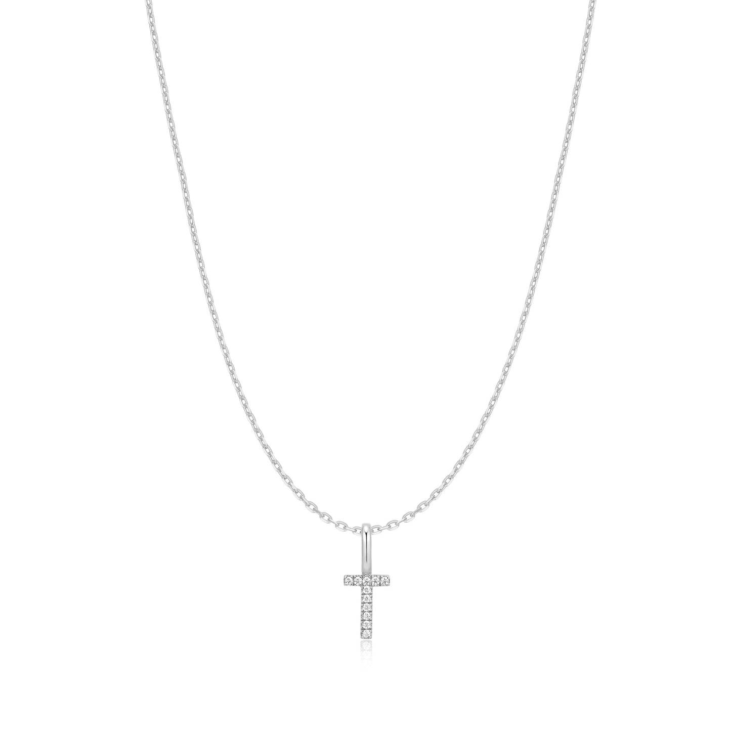 Silver Letter T Initial Necklace