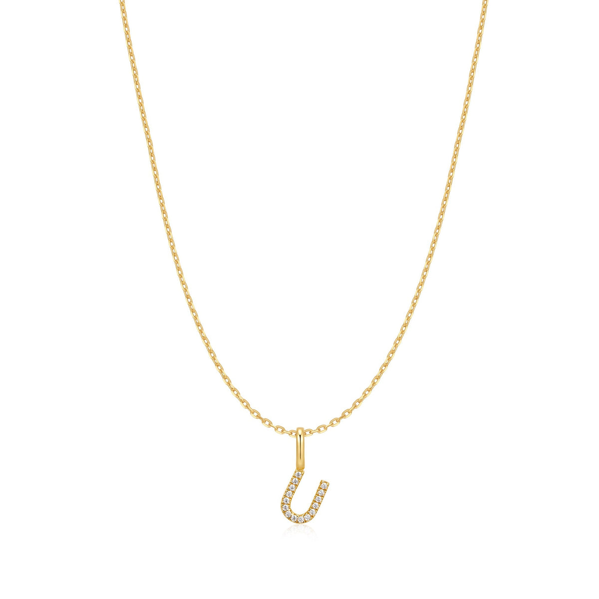 Gold Letter U Initial Necklace