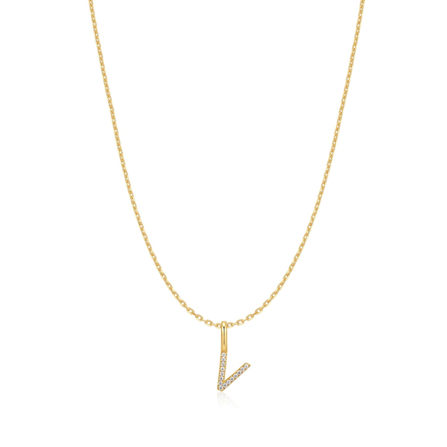 Gold Letter V Initial Necklace