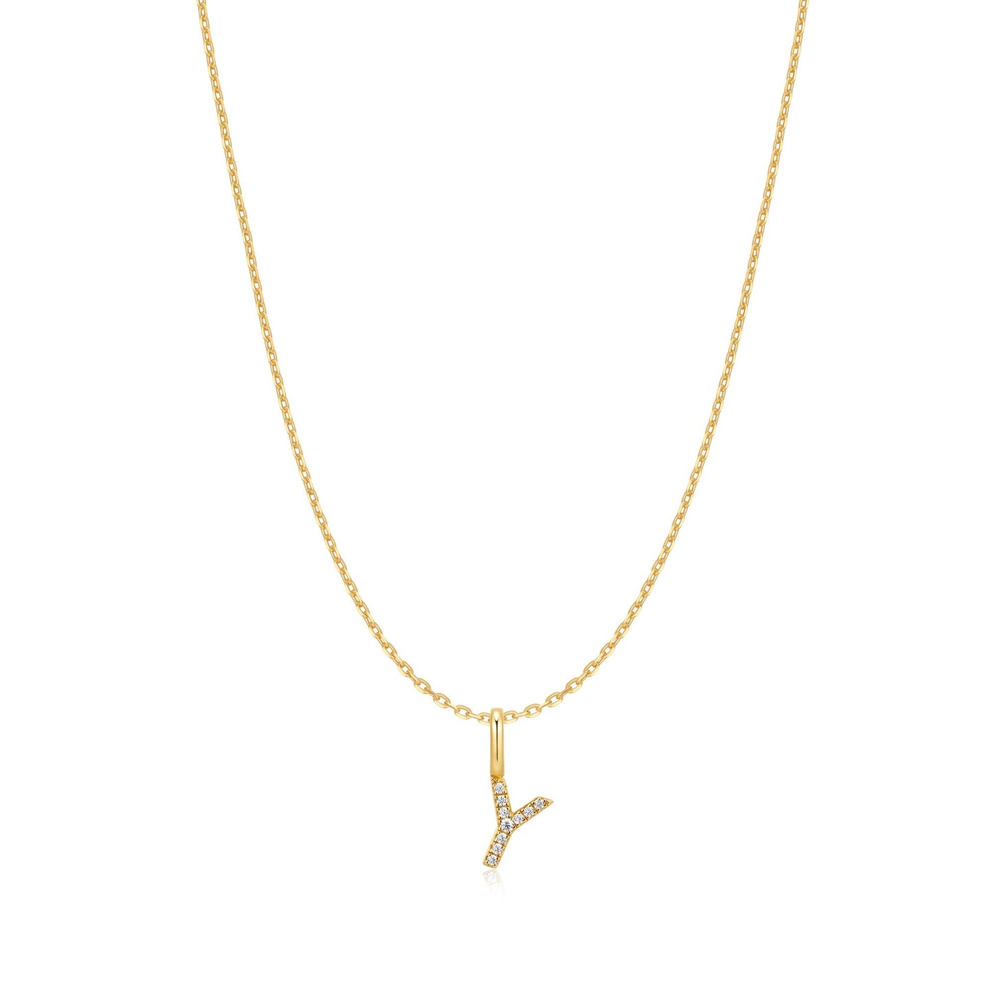 Gold Letter Y Initial Necklace