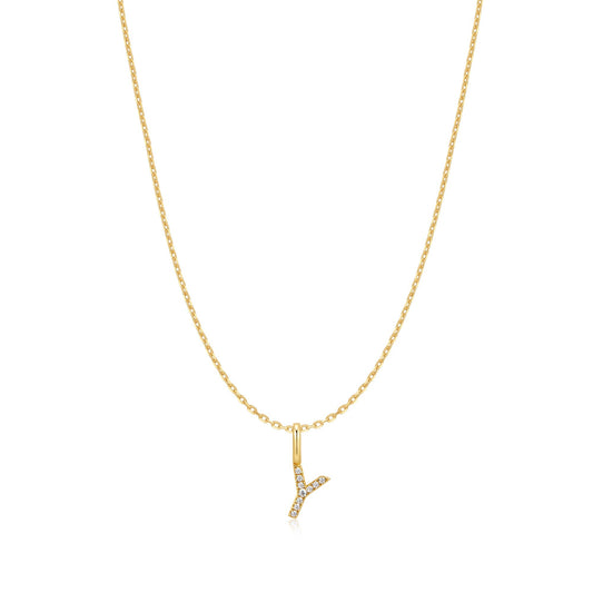 Gold Letter Y Initial Necklace