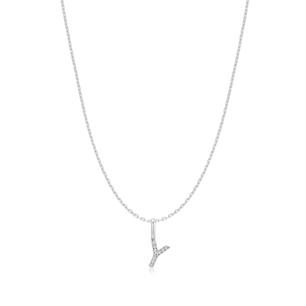 Silver Letter Y Initial Necklace