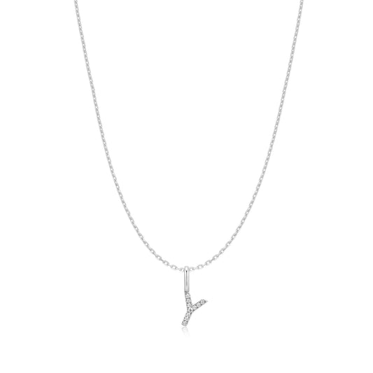 Silver Letter Y Initial Necklace