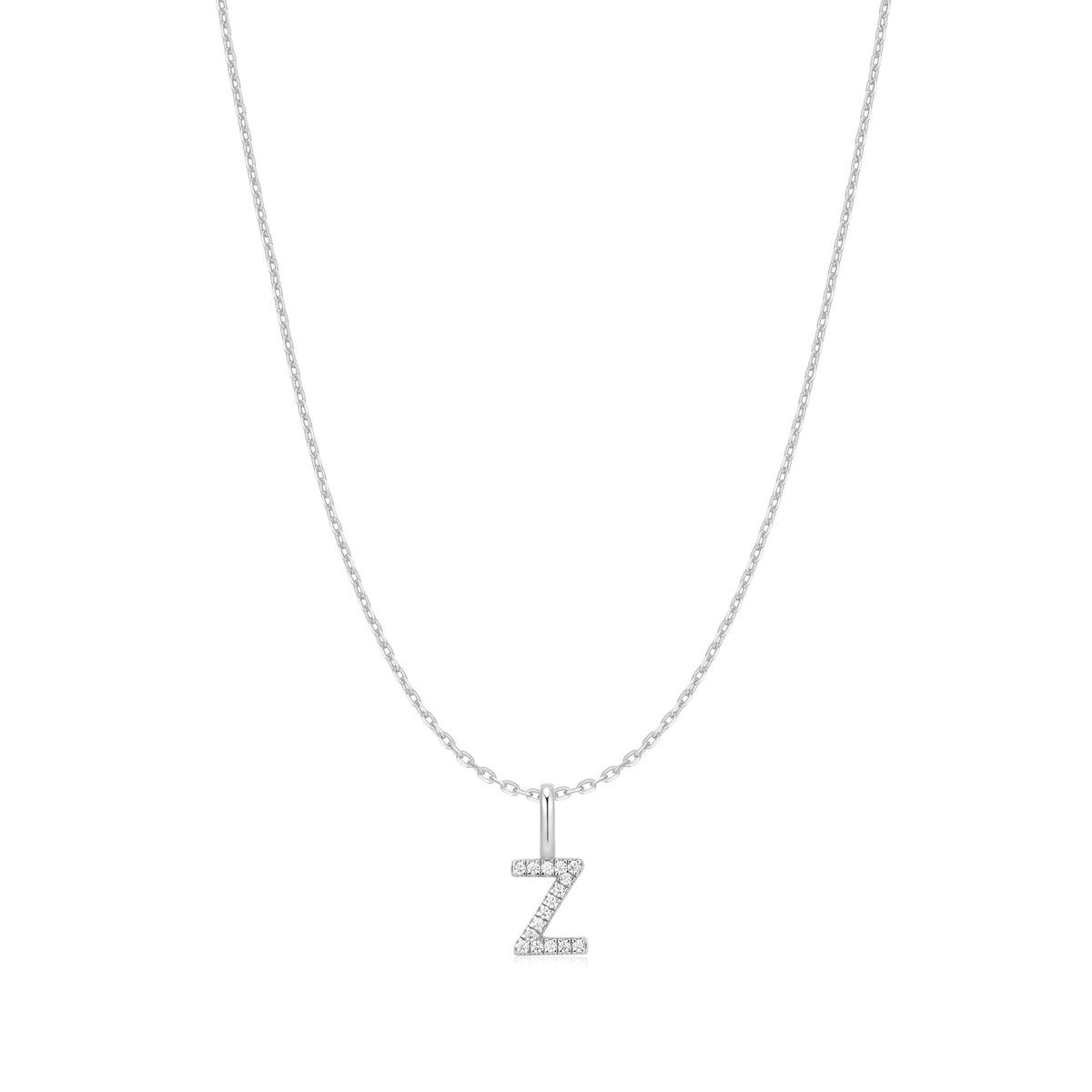 Silver Letter Z Initial Necklace
