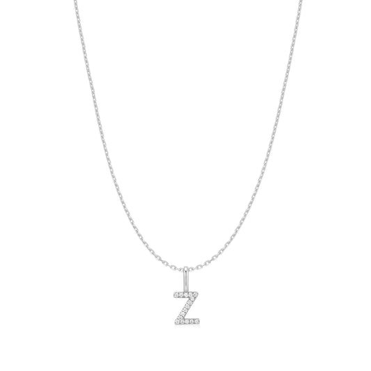 Silver Letter Z Initial Necklace