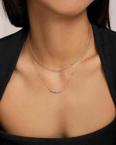 Silver Slim Curb Link Chain Necklace