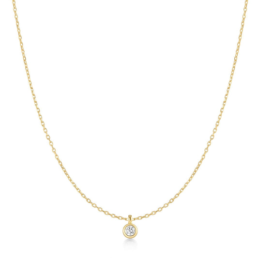 Gold Classic Bezel-Set Solitaire Necklace